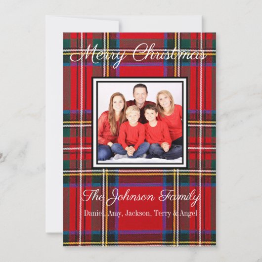 Flannel Personalisiert Family Foto Weihnachtskarte Feiertagskarte (Vorderseite)