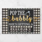 Flannel Pop the Bubbly She's Get a Hubby White Schaumweinetikett (Einzelnes Label)