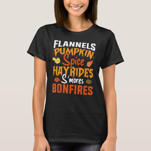 Flannel Pumpkin Geice Hayrides Bonfire Fall Autum T-Shirt (Vorderseite)