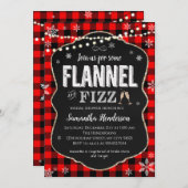 Flannel und Fizz Brautparty Buffalo kariert Einladung (Vorne/Hinten)