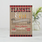 Flannel und Fizz-Brautparty Einladung (Stehend Vorderseite)
