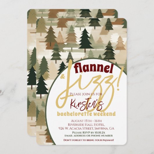 Flannel und Fizz Junggeselinnen-Abschied Rustikale Einladung (Vorne/Hinten)