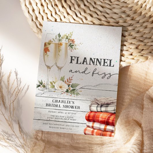 Flannel und Fizz Rustic Fall Brautparty Einladung