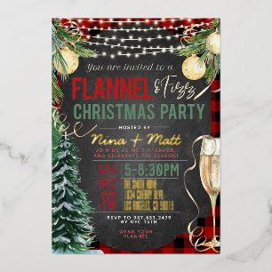 Flannel und Fizz Weihnachts-Party Einladung