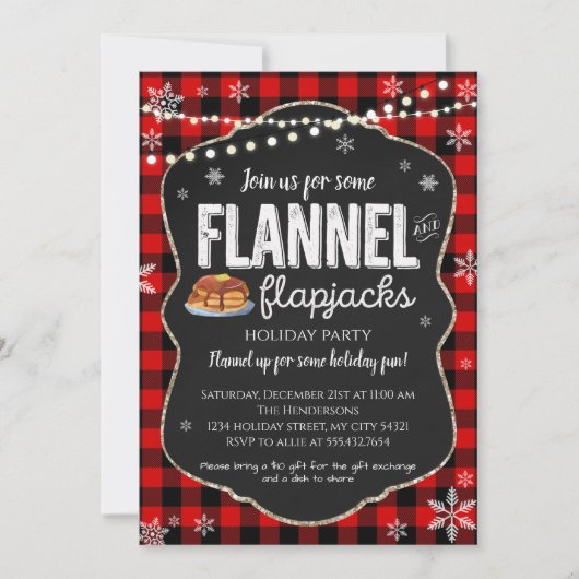 Flannel und Flapjacks Weihnachtseinladung Einladung (Vorderseite)