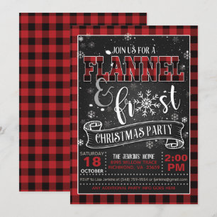 Flannel und Frost Weihnachts-Party Einladung Rot