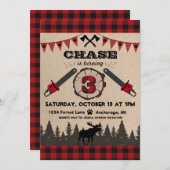 Flannel Wood Stump Forest Wilderness Geburtstag Einladung (Vorne/Hinten)