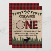 Flannel Wood Stump Forest Wilderness Geburtstag Einladung (Vorne/Hinten)