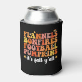 Flannels Bonfire Football Pumpkins Es ist Fall Y'a Dosenkühler (Kanne Vorderseite)