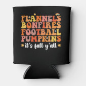 Flannels Bonfire Football Pumpkins Es ist Fall Y'a Dosenkühler (Vorderseite)