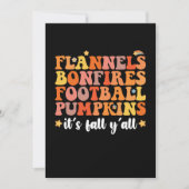 Flannels Bonfire Football Pumpkins Es ist Fall Y'a Einladung (Vorderseite)