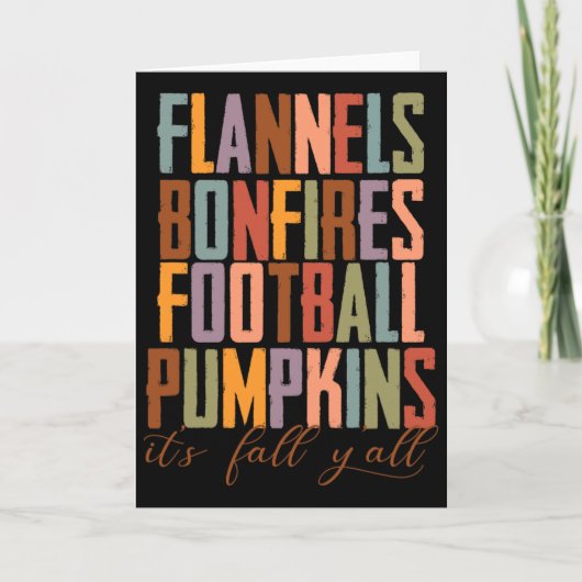 Flannels Bonfire Footbyll Pumpkins Es ist Fall Y'a Karte (Vorderseite)