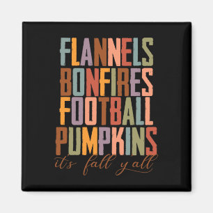 Flannels Bonfire Footbyll Pumpkins Es ist Fall Y'a Magnet