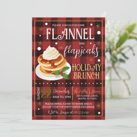 Flannels Flapjacks Weihnachts-Party Einladung (Stehend Vorderseite)
