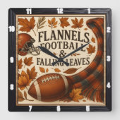 Flannels Football Fallende Blätter Quadratische Wanduhr (Vorderseite)
