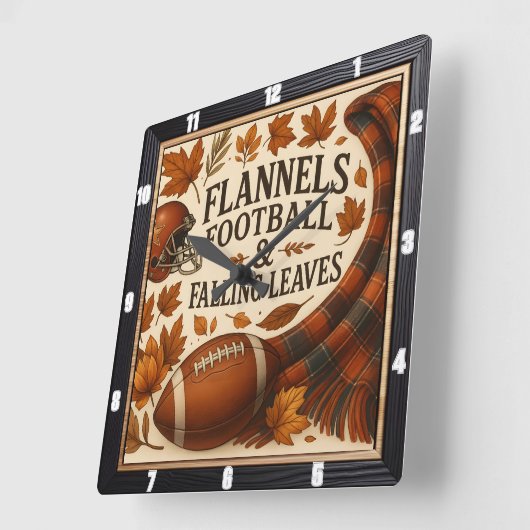 Flannels Football Fallende Blätter Quadratische Wanduhr (Winkel)