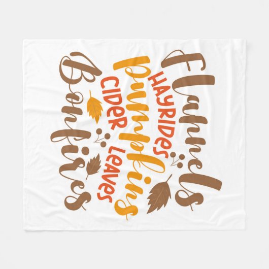 Flannels Hay Rides Pumpkins Cider Blätter Bonfire Fleecedecke (Vorderseite (Horizontal))