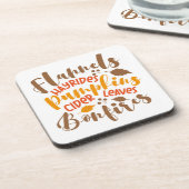 Flannels Hay Rides Pumpkins Cider Blätter Bonfire Getränkeuntersetzer (Linke Seite)