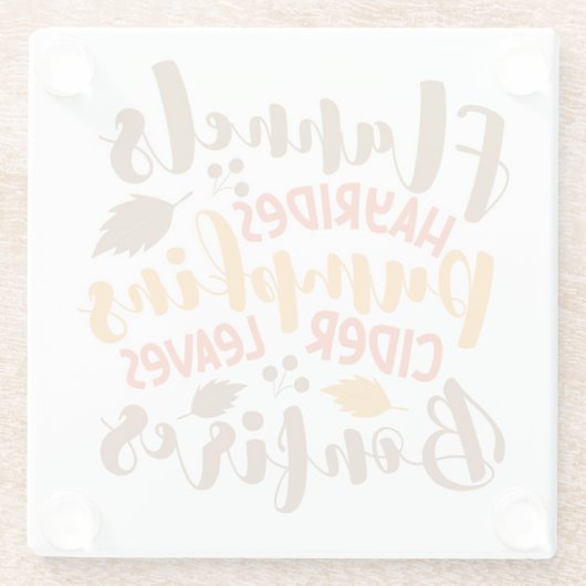 Flannels Hay Rides Pumpkins Cider Blätter Bonfire Glasuntersetzer (Rückseite)