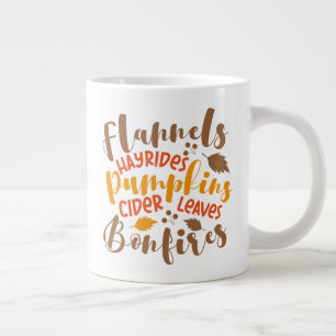 Flannels Hay Rides Pumpkins Cider Blätter Bonfire Jumbo-Tasse