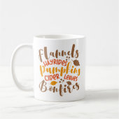Flannels Hay Rides Pumpkins Cider Blätter Bonfire Kaffeetasse (Links)