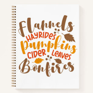 Flannels Hay Rides Pumpkins Cider Blätter Bonfire Notizblock