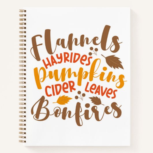 Flannels Hay Rides Pumpkins Cider Blätter Bonfire Notizblock (Vorderseite)