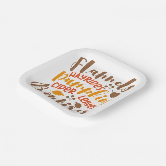 Flannels Hay Rides Pumpkins Cider Blätter Bonfire Pappteller (Gewinkelt)