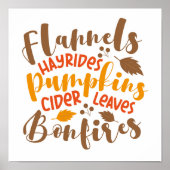 Flannels Hay Rides Pumpkins Cider Blätter Bonfire Poster (Vorne)