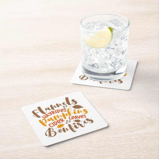 Flannels Hay Rides Pumpkins Cider Blätter Bonfire Rechteckiger Pappuntersetzer (Vor Ort)