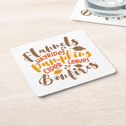 Flannels Hay Rides Pumpkins Cider Blätter Bonfire Rechteckiger Pappuntersetzer (angewinkelt)