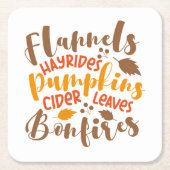Flannels Hay Rides Pumpkins Cider Blätter Bonfire Rechteckiger Pappuntersetzer (Vorderseite)