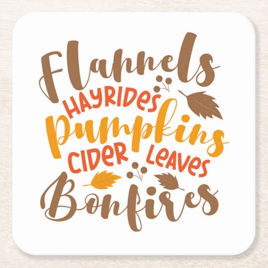 Flannels Hay Rides Pumpkins Cider Blätter Bonfire Rechteckiger Pappuntersetzer (Vorderseite)