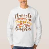 Flannels Hay Rides Pumpkins Cider Blätter Bonfire T-Shirt (Vorderseite)