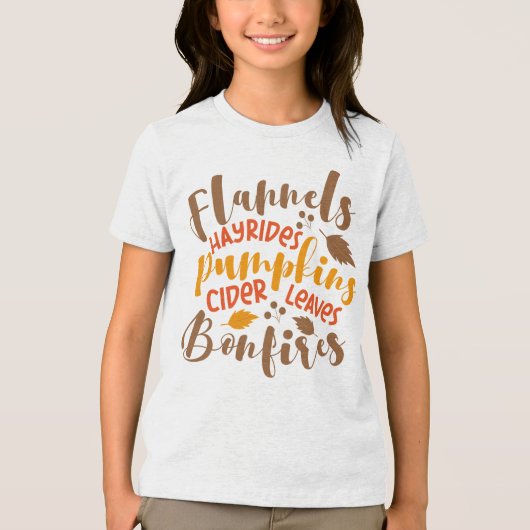 Flannels Hay Rides Pumpkins Cider Blätter Bonfire Tri-Blend Shirt (Vorderseite)