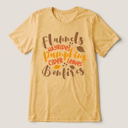 Flannels Hay Rides Pumpkins Cider Blätter Bonfire Tri-Blend Shirt (Design Vorderseite)
