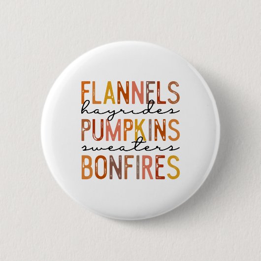 Flannels Hayriders Bonfire Pumpkins Leopard Fall Button (Vorderseite)