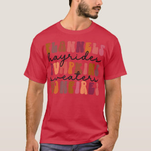 Flannels Hayrides Pumpkin Bonfire Vintag Style L T-Shirt