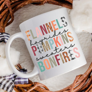 Flannels Hayrides Pumpkins Bonfire Kariert Fun Fal Kaffeetasse