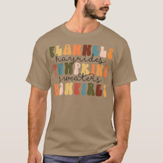 Flannels Hayrides Pumpkins Fall Vibes Autumn Thank T-Shirt