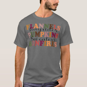 Flannels Hayrides Pumpkins Fall Vibes Herbst Danke T-Shirt