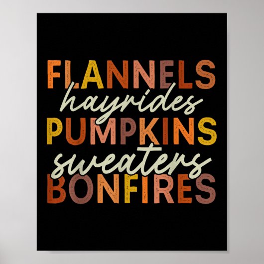 Flannels Hayrides Pumpkins Frauen Mädchen Kinder F Poster (Vorne)