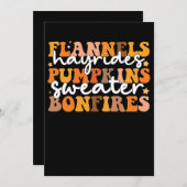 Flannels Hayrides Pumpkins Sweaters Bonfire Groov Einladung (Vorne/Hinten)