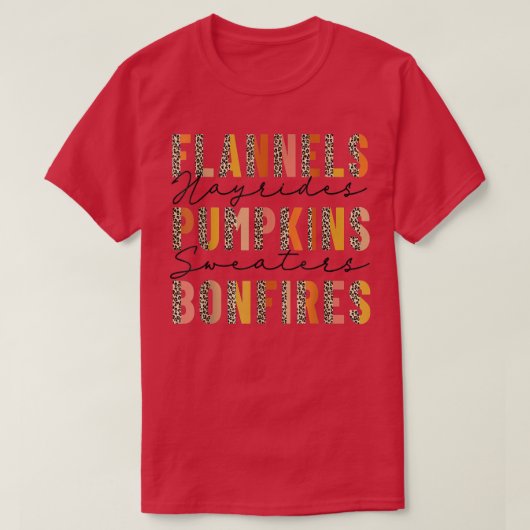 Flannels Hayrides Pumpkins Sweaters Bonfire Retro T-Shirt (Design vorne)