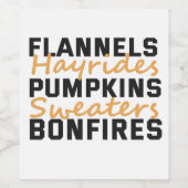 Flannels Hayrides Pumpkins Sweaters & Bonfire Weinetikett (Einzelnes Label)