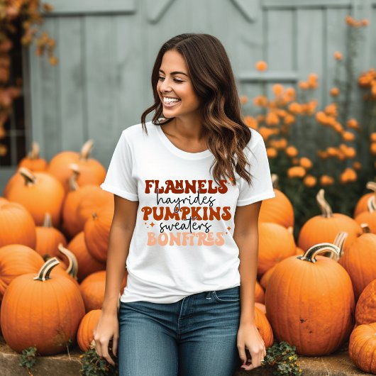 Flannels Hayrides Pumpkins Sweatins Bonfire Fall T-Shirt