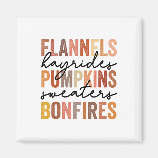 Flannels Hayrides Pumpkins Vintag Sweaters Bonfir Magnet (Vorne)