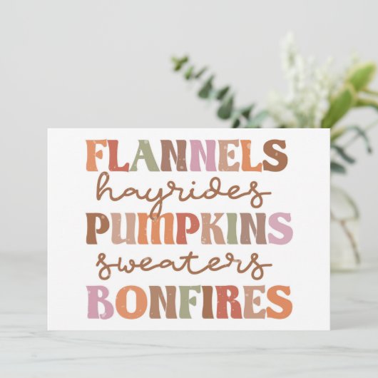 Flannels Pumpkins Bonfire Karte (Stehend Vorderseite)