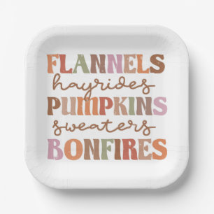 Flannels Pumpkins Bonfire Pappteller