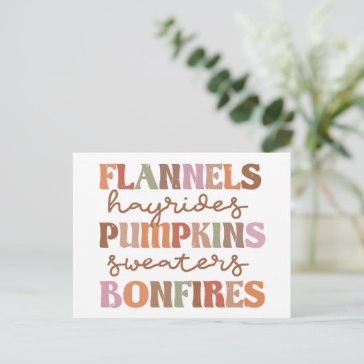 Flannels Pumpkins Bonfire Postkarte (Stehend Vorderseite)
